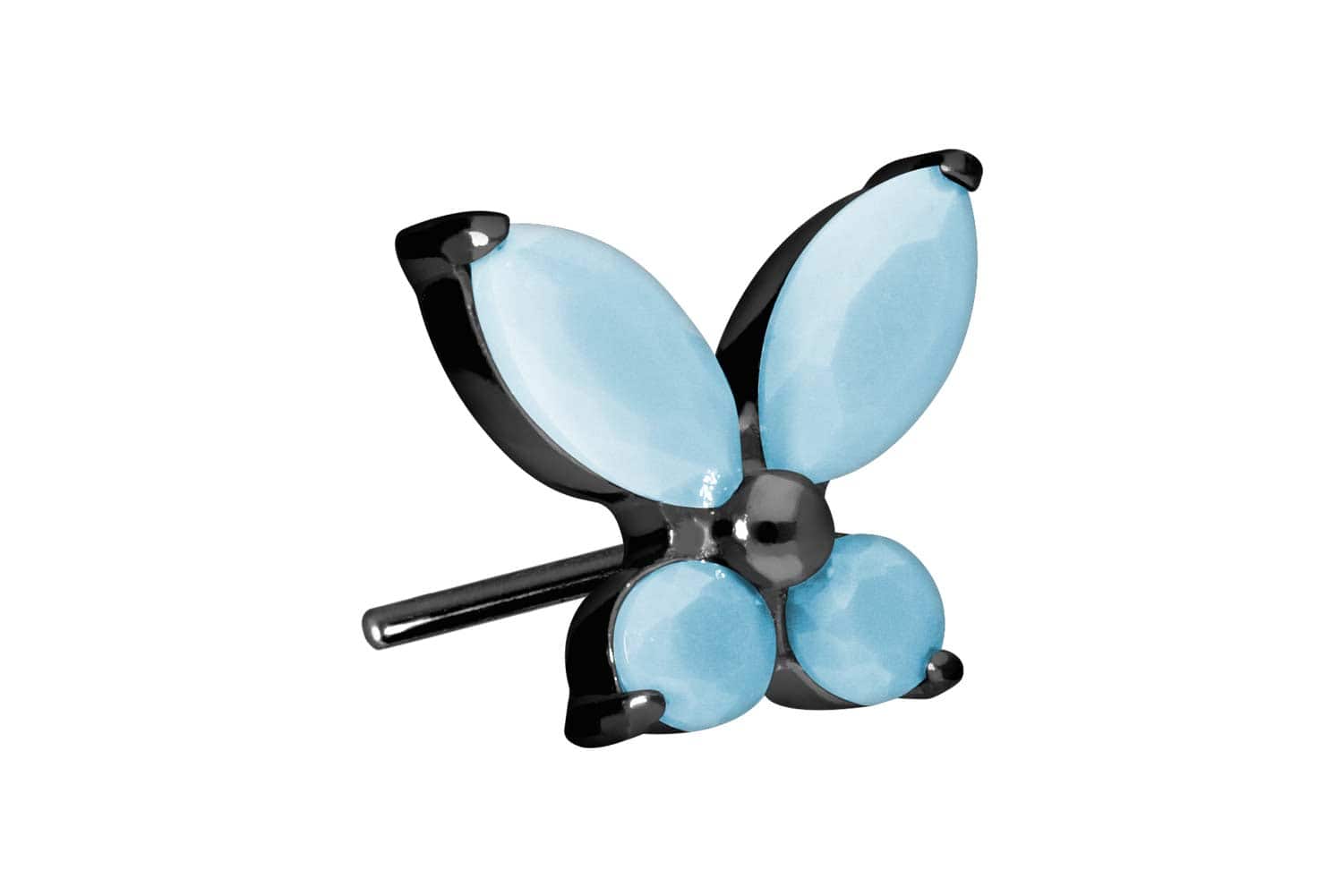 Titan Aufsatz mit Push Pin SCHMETTERLING + SYNTHETISCHE TÜRKISE von Piercingline